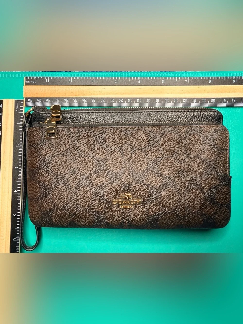 COACH Double Zip Wallet Wristlet CX161 🤎🖤